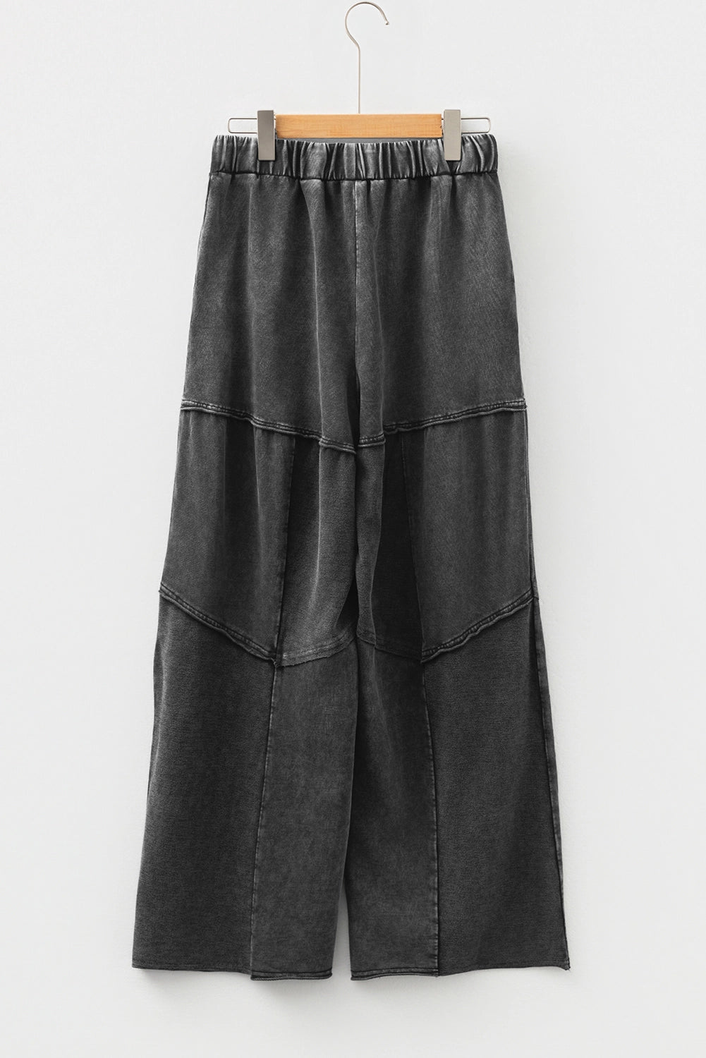 Mineral Wash Tiered Wide Leg Patchwork Drawstring Pants