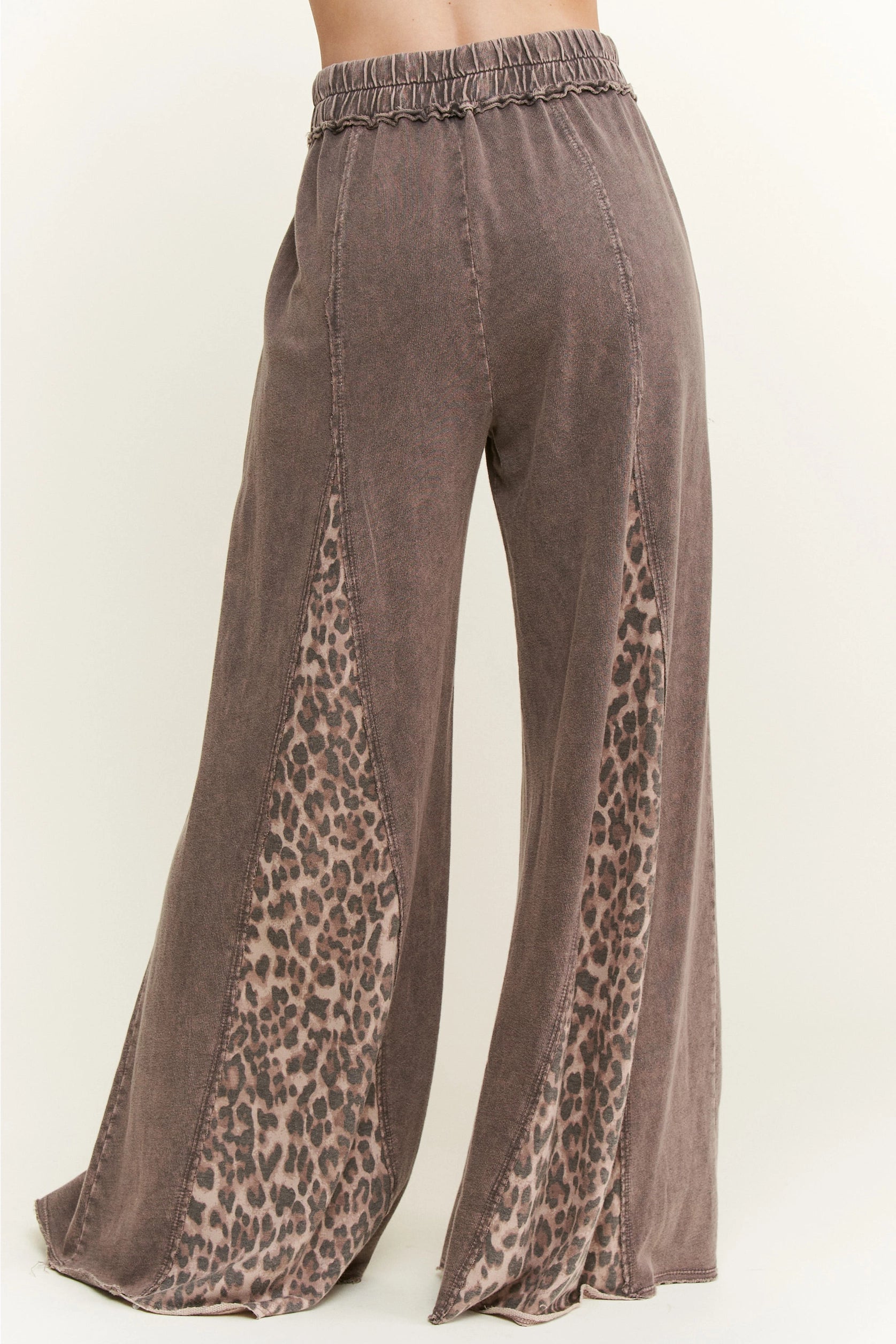 Mineral Washed Leopard Animal Print Flare Pants