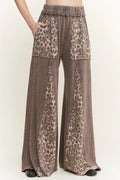 Mineral Washed Leopard Animal Print Flare Pants