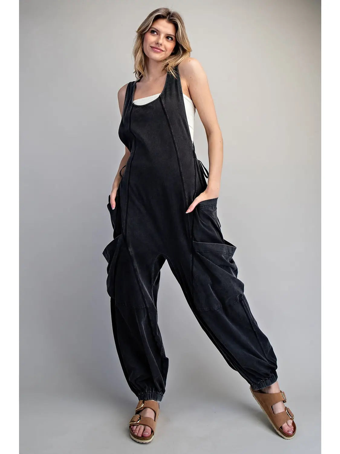 MINERAL WASHED UTILITY JUMPSUIT